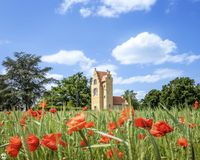 Spanischer Turm mit Mohnbl&uuml;ten